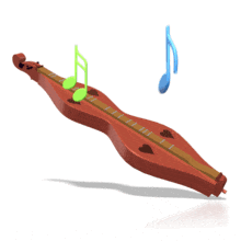 Musical notes float from a dulcimer in this animated clipart.