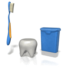 A toothbrush, tooth, and floss hop up and down in this animated clipart.