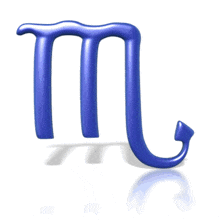 The astrological symbol for the sign Scorpio rotates in this animated clipart.