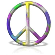 A tie dyed peace symbol rotates in this animated clipart.