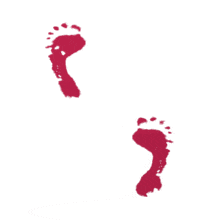 Red footprints appear in this animated clipart.