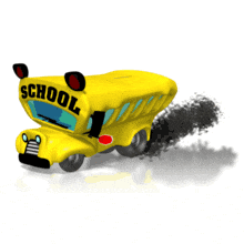 A school bus burns some rubber in this education animated clipart.