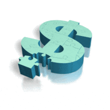 The last piece to the financial puzzle drops into place in this animated clipart.