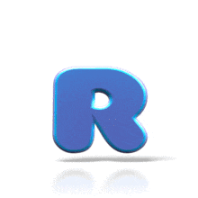 A blue letter R bounces up and down in this animated clipart.