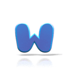 A blue letter W bounces up and down in this animated clipart.