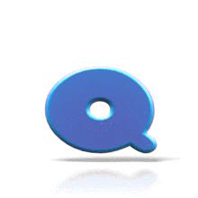 A blue letter Q bounces up and down in this animated clipart.