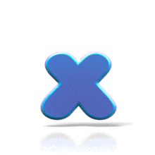 A blue letter X bounces up and down in this animated clipart.