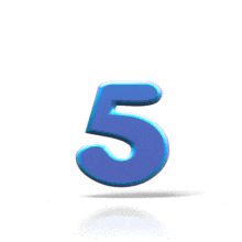 A blue number 5 bounces up and down in this animated clipart.