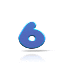 A blue number 6 bounces up and down in this animated clipart.