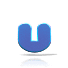A blue letter U bounces up and down in this animated clipart.