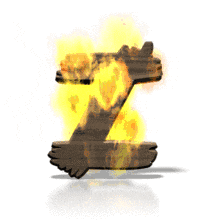 Flames engulf the letter Z in this animated alphabet clipart.