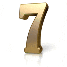 Gold shimmers across the number seven in this animated clipart.