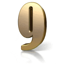Gold shimmer across the number 9 in this animated clipart.
