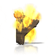 Flames engulf the letter P in this animated alphabet clipart.
