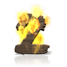 Flames engulf the number 2 in this animated clipart.