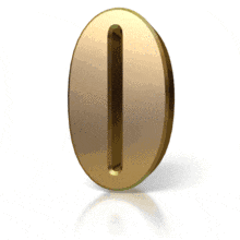 Gold shimmers across the number zero in this animated clipart.