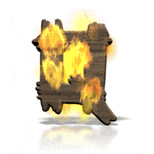 Flames engulf the letter Q in this animated alphabet clipart.