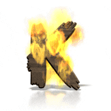 Flames engulf the letter K in this animated alphabet clipart.