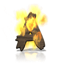 Flames engulf the letter A in this alphabet animated clipart.