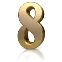 Gold shimmers across the number 8 in this animated clipart.