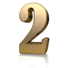 Gold shimmers across the number 2 in this animated clipart.