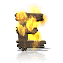 Flames engulf the letter E in this animated alphabet clipart.