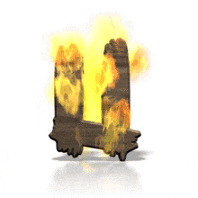 Flames engulf the letter U in this animated alphabet clipart.
