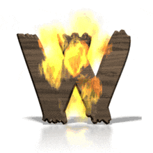 Flames engulf the letter W in this animated alphabet clipart.