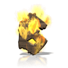 Flames engulf the number 6 in this animated alphabet clipart.