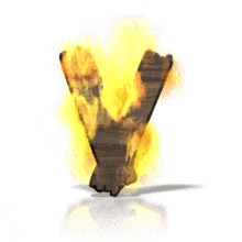 Flames engulf the letter V in this animated alphabet clipart.