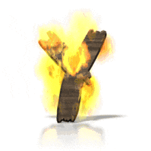 Flames engulf the letter Y in this animated alphabet clipart.