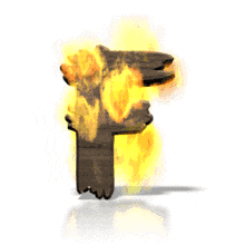 Flames engulf the letter F in this animated alphabet clipart.
