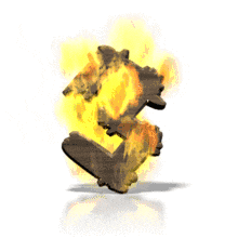 Flames engulf the number 3 in this animated alphabet clipart.