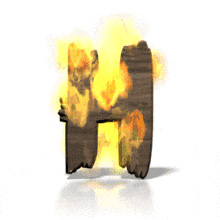 Flames engulf the letter H in this animated alphabet clipart.