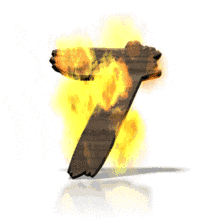 Flames engulf the number 7 in this animated alphabet clipart.