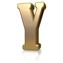 Gold shimmers across the letter Y in this animated alphabet clipart.