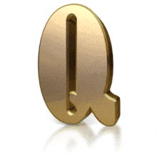Gold shimmers across the letter Q in this animated alphabet clipart.