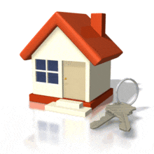 Two animated gold keys next to a house zoom in for a closer look.