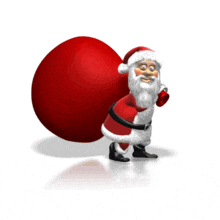 Santa Claus carries a huge bag of toy and presents in this Christmas animated clipart. A huge red bag is slung over Santa&#039;s shoulder.