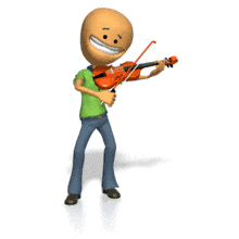 A smiley fellow plays a violin in this musical animated clipart.