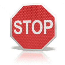 A red stop sign rotates in this animated clipart.