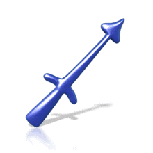 The blue astrological sign for Sagittarius rotates in this animated clipart. 