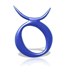The blue astrological sign for Taurus rotates in this animated clipart.
