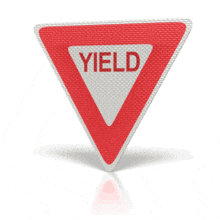 A rotating Yield street sign in this animated clip art.