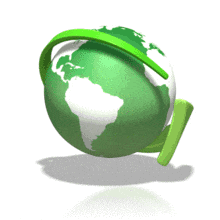 In this animated clipart, a green arrow encircles the globe.