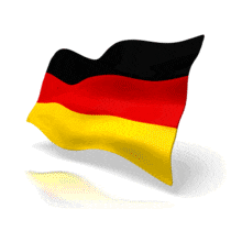 An animated flag of Germany waving at a perspective angle.