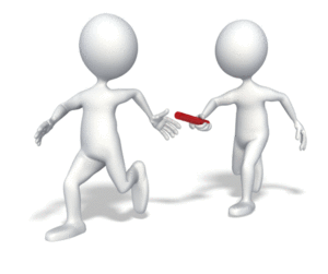 Animated gif sample: Stick Figures Passing Baton