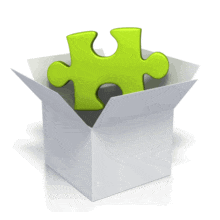 This clip art image shows a puzzle piece rotating inside of a white box.