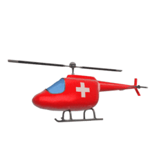 This animation shows a medical helicopter flying. 