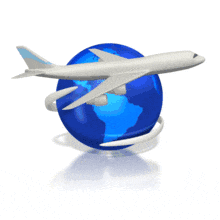 This animated clip art shows a jet airplane traveling circling the earth.  This animation would be great for presentations about travel and vacation.